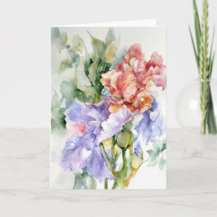 Iris in Wasserfarben Karte