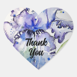 Iris Irises Blume Floral Blue Waterolor Vielen Dan Herz-Aufkleber
