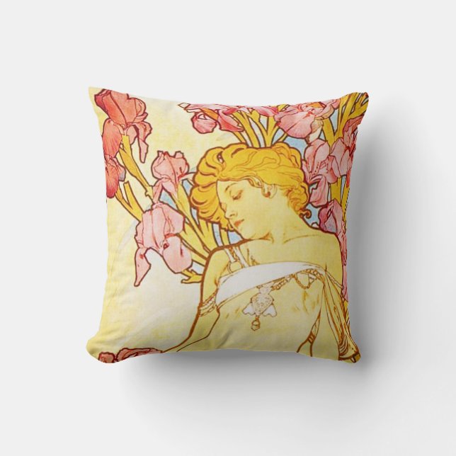 Iris-Kissen Alphonse Mucha Kissen (Vorderseite)