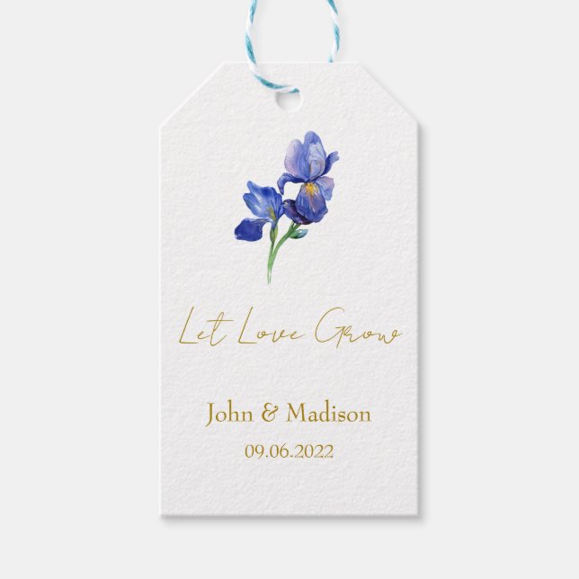 Iris | Lass Liebe wachsen Hochzeitssamen  Geschenkanhänger (Vorderseite)