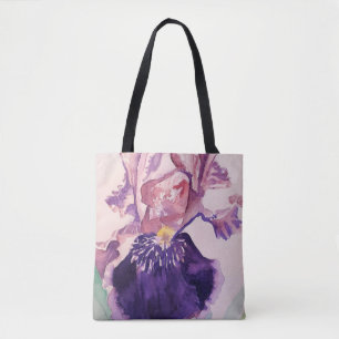 Iris Lila Blume Floral Tote Tasche