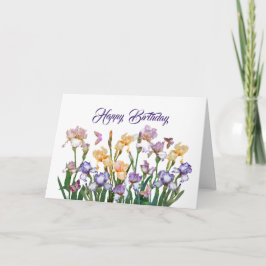 Iris Lila Butterfly Pink Floral Geburtstag Karte