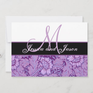 Iris Lila Vintage Damast Hochzeitsmonogramm-Einlad Einladung