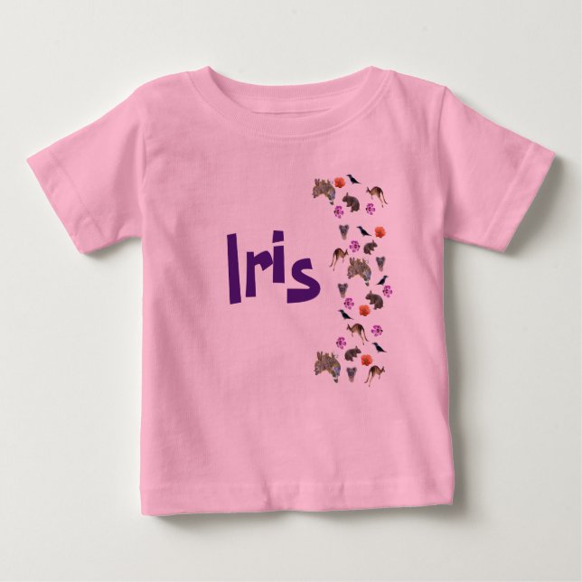 Iris, Mädchenname mit australischer Wildtierart, Baby T-shirt (Vorderseite)