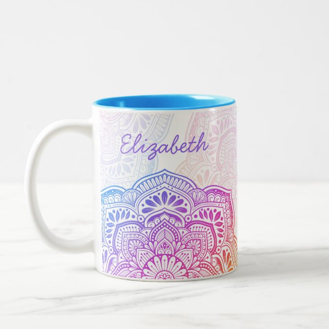 Iris-Mandala 330ml personalisierte Tasse (Links)