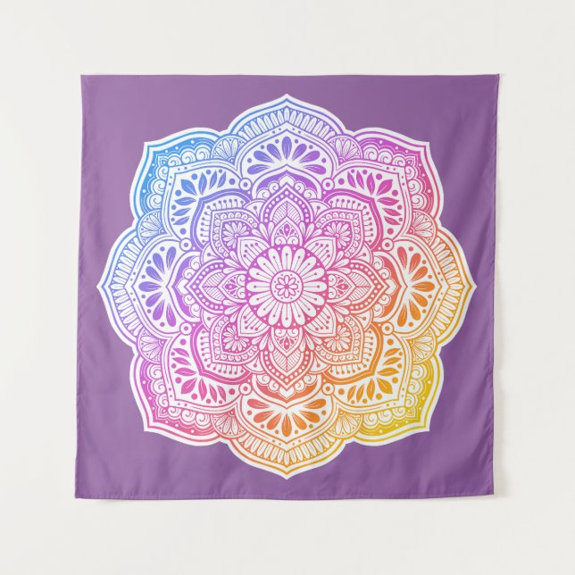 Iris Mandala Tapestry Wandteppich (Vorderseite)