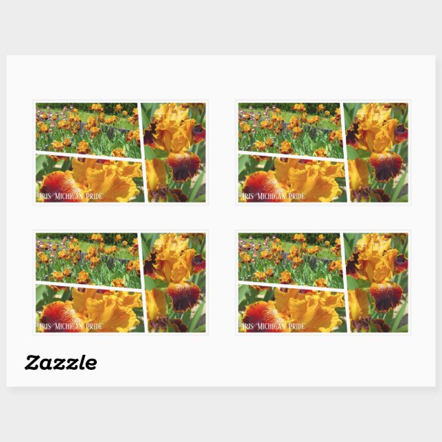Iris "Michigan Pride"[Rectangle Siegel] 長 方 形 シ ル Rechteckiger Aufkleber (Blatt)