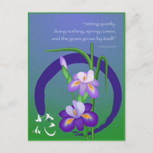 Iris mit Enso-Kreis und Zen-Weisheit Postkarte