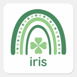 Iris Name Clover Boho Rainbow Quadratischer Aufkleber