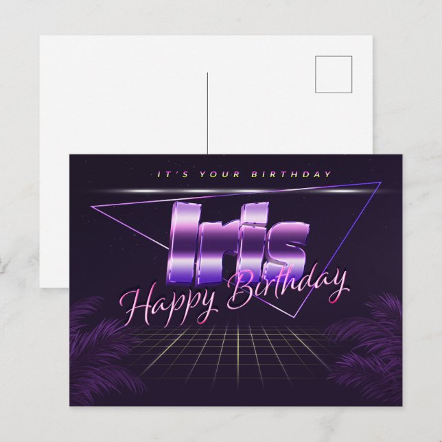 Iris Name Vorname lila Postkarte Geburtstag (Vorne/Hinten)