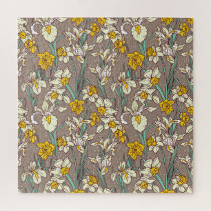 Iris Narcissus Blume Vintag Nahtlos Puzzle