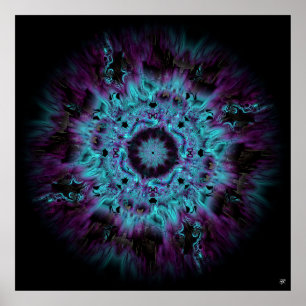 Iris-Nebel - farbenfrohes abstraktes Muster v2 Poster