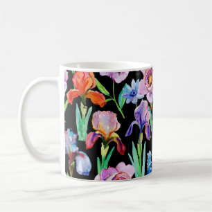 Iris-Pfingstrose-Wasserfarben-Blumenmuster Kaffeetasse