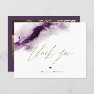 IRIS   Plum Lila Watercolor Gold Dankeschön Karte