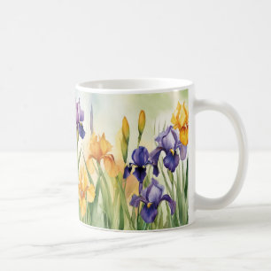 Iris Schwertlilie lila gelb   Kaffeetasse