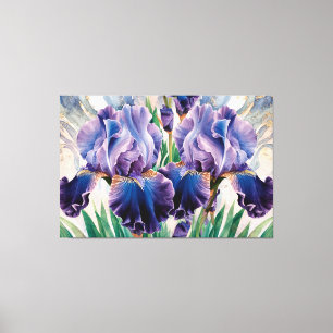 *~* IRIS Schwertlilien Vintage Floral TV2 Leinwan Leinwanddruck
