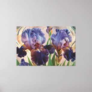 *~* IRIS Schwertlilien Vintage Floral TV2 Pflaume Leinwanddruck