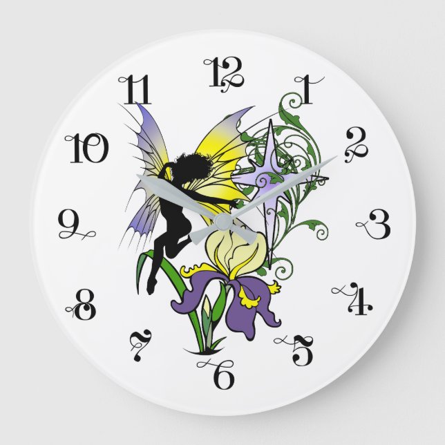 Iris Shadow Fairy Große Wanduhr (Vorderseite)