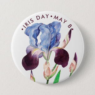 Iris Tag, Vintage lila Iris Button