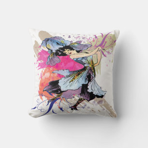 Iris tanzende Feen-Dame Vintage abstrakte Kunst Kissen