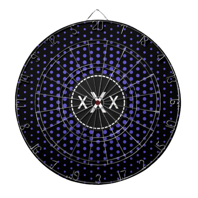 Iris Techno Dots Modernes Monogramm Dartscheibe (vorne)