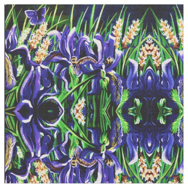 Iris und Bienen Stoff (Nahaufnahme)