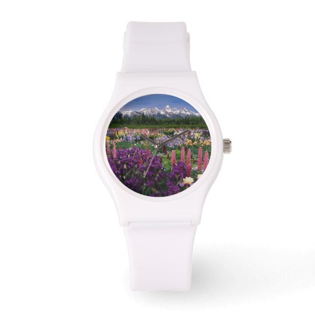 Iris und Lupine Garden und Teton Range, Armbanduhr (Vorderseite)