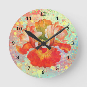 Iris und Paint Spritzers Designer Clock Runde Wanduhr