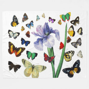 IRIS UNTER DEN FARBSCHÜTTERFLIESSEN Weiße Blüte Fleecedecke