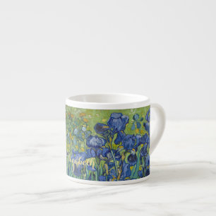 Iris Van Gogh Vintage-Blumenkunst Blumenmonogramm Espressotasse