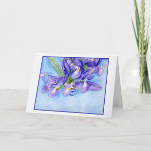 Iris Vase Blue Border Blank Grußkarte Karte