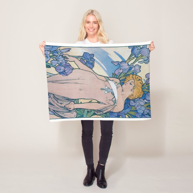 Iris (vier Blume), Alphonse Mucha Fleecedecke (Beispiel)