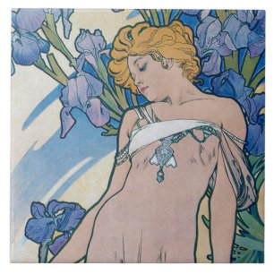 Iris (vier Blume), Alphonse Mucha Fliese