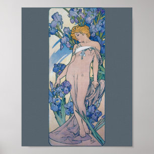 Iris (vier Blume), Alphonse Mucha Poster