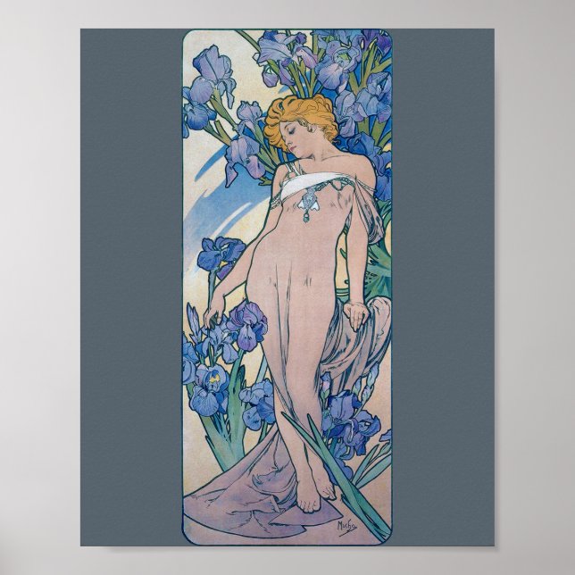 Iris (vier Blume), Alphonse Mucha Poster (Vorne)