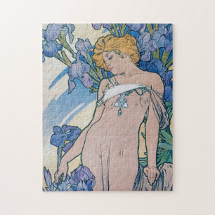 Iris (vier Blume), Alphonse Mucha Puzzle