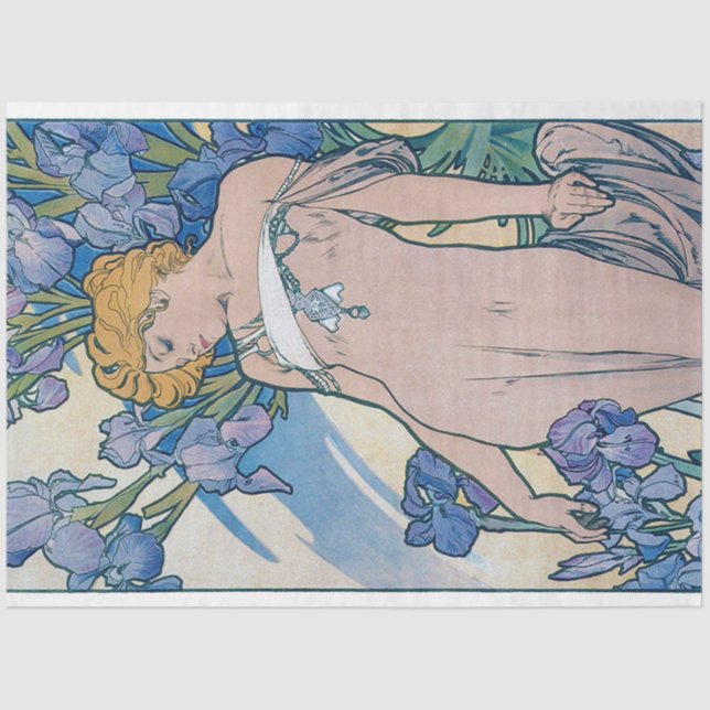 Iris (vier Blume), Alphonse Mucha Seidenpapier (Vorderseite)