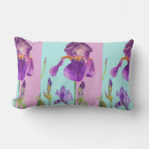 Iris Wasserfarbe Lila Blume Blumenkissen