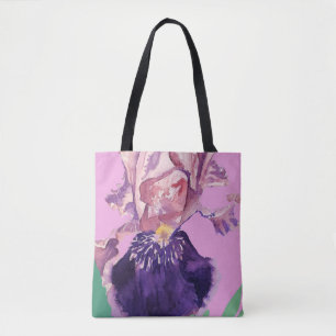Iris Wasserfarbe Lila Lilac Floral Totbeutel
