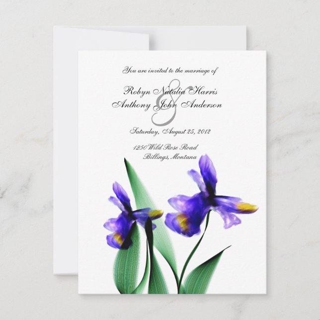 Iris Watercolor Country Garden Hochzeit Einladung (Vorderseite)