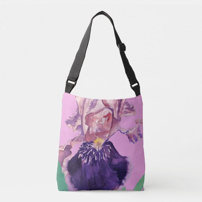 Iris Watercolor Lila Tasche (Vorderseite)
