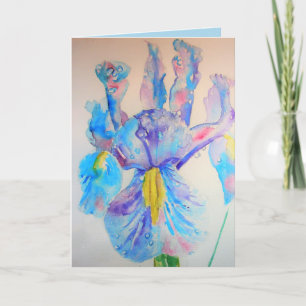 Iris Watercolor Malerei Art Florenz Geburtstagskar Karte