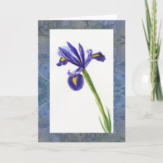 "Iris Watercolor with Morris Design" Karte (Vorderseite)