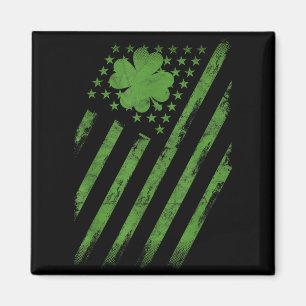 Irisch-amerikanische Flagge mit Shamrock-Glück St. Magnet
