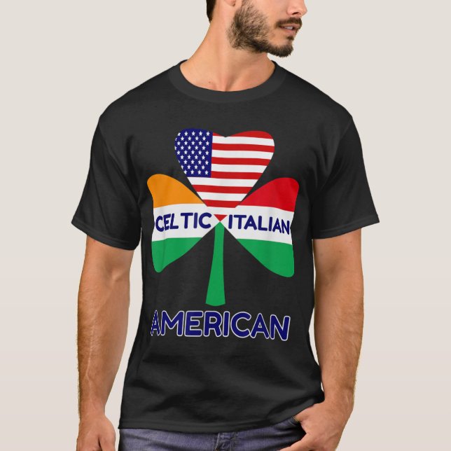 Irisch-amerikanische Flagge und keltisches Kleebla T-Shirt (Vorderseite)