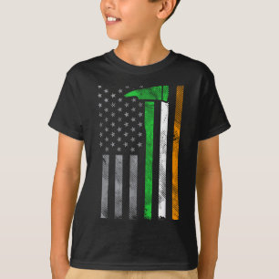Irisch-Amerikanische US-Flagge Feuerwehrmann Axt F T-Shirt