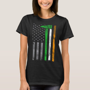 Irisch-Amerikanische US-Flagge Feuerwehrmann Axt F T-Shirt