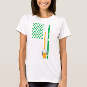 Irisch Amerikanisches Flaggen-Bier-Shirt St. Patri T-Shirt