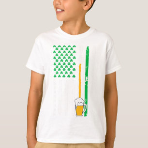 Irisch-Amerikanisches Flaggen-Bier-Shirt St. Patri T-Shirt