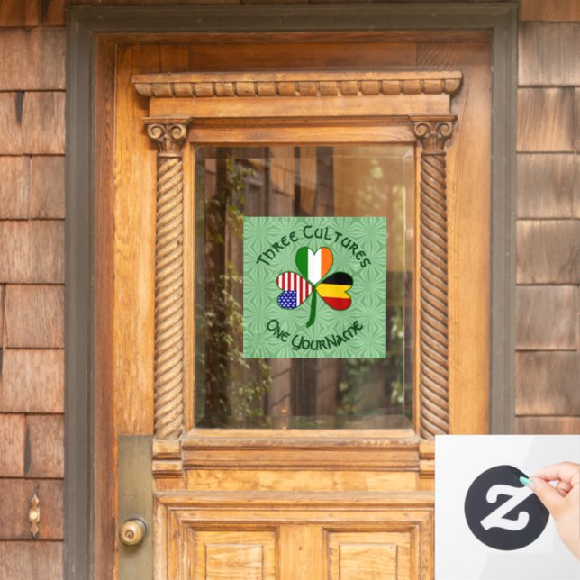 Irisch-amerikanisches Kleeblatt-Flag Personalisier Fensteraufkleber (Haustür)